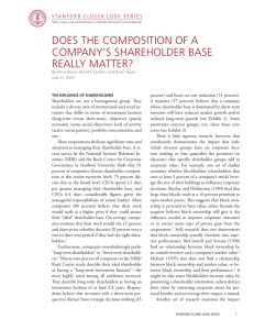 DOES THE COMPOSITION OF A COMPANY’S SHAREHOLDER BASE REALLY MATTER?