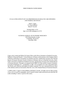 NBER WORKING PAPER SERIES AND FEDERAL REVENUES
