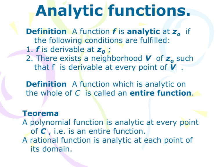 Analytic Functions 