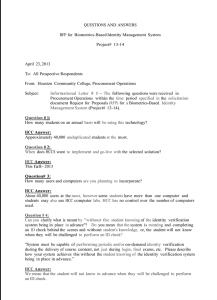 QUESTIONS AND ANSWERS  RFP for  Biometrics-Based Identity Management  System