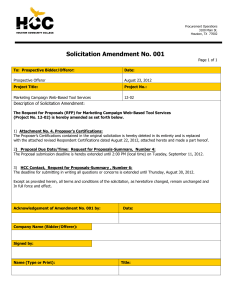 Solicitation Amendment No. 001 Description of Solicitation Amendment