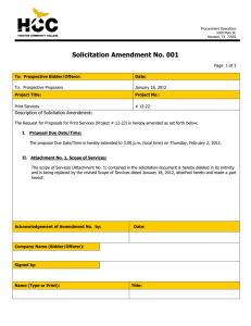 Solicitation Amendment No. 001  Description of Solicitation Amendment