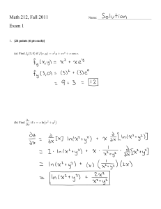 Math 212, Fall 2011 Exam 1 Name: __________________________________ [24 points (6 pts each)]