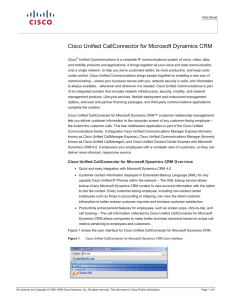 Cisco Unified CallConnector for Microsoft Dynamics CRM