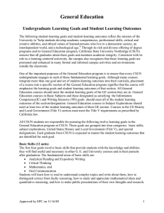 General Education  Undergraduate Learning Goals and Student Learning Outcomes