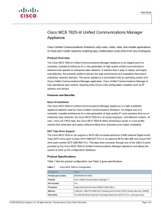 Cisco MCS 7825-I4 Unified Communications Manager Appliance