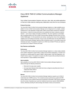 Cisco MCS 7845-I2 Unified Communications Manager Appliance