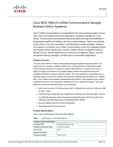 Cisco MCS 7828-H3 Unified Communications Manager Business Edition Appliance