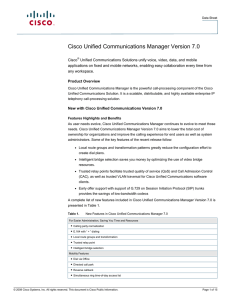 Cisco Unified Communications Manager Version 7.0