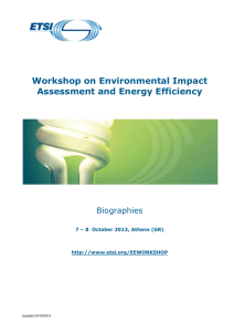 Workshop on Environmental Impact Assessment and Energy Efficiency  Biographies