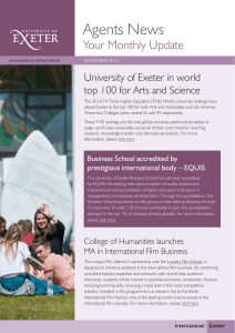 Agents News Your Monthly Update University of exeter in world