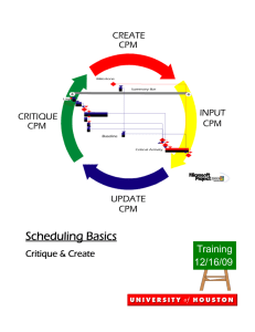 Scheduling Basics Training 12/16/09 Critique &amp; Create