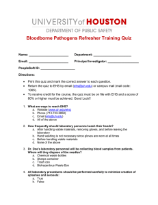 Bloodborne Pathogens Refresher Training Quiz