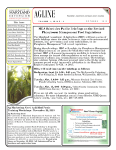 AGLINE MDA Schedules Public Briefings on the Revised Phosphorus Management Tool Regulations