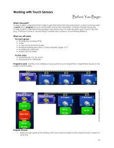 Before You Begin Working with Touch Sensors  What’s the point?