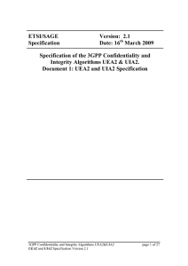 ETSI/SAGE Version:  2.1 Specification Date: 16