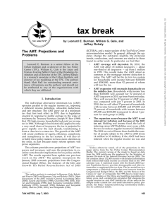 tax break The AMT: Projections and Jeffrey Rohaly