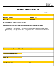 Solicitation Amendment No. 001  Southeast Campus Infrastructure Improvements