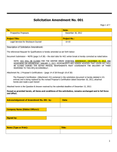 Solicitation Amendment No. 001  Description of Solicitation Amendment