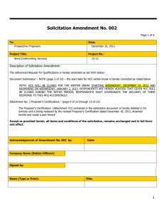 Solicitation Amendment No. 002  Description of Solicitation Amendment
