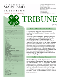 TRIBUNE CONTENTS New 4-H Educator starts March 30