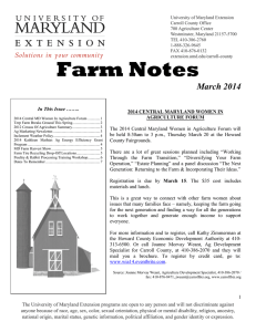 Farm Notes March 2014  2014 CENTRAL MARYLAND WOMEN IN