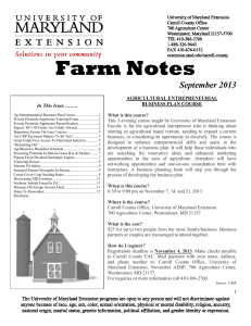 Farm Notes September 2013  AGRICULTURAL ENTREPRENEURIAL