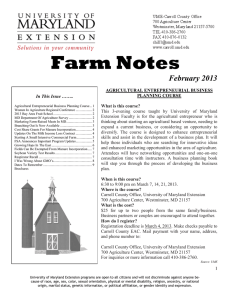 Farm Notes February 2013  AGRICULTURAL ENTREPRENEURIAL BUSINESS