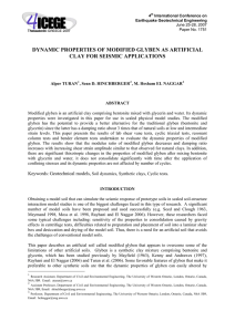 DYNAMIC PROPERTIES OF MODIFIED GLYBEN AS ARTIFICIAL CLAY FOR SEISMIC APPLICATIONS