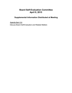 Board Self-Evaluation Committee April 9, 2015  Supplemental Information Distributed at Meeting