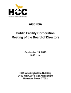 AGENDA Public Facility Corporation Meeting of the Board of Directors