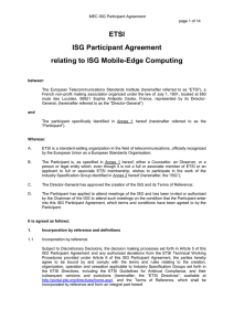 ETSI ISG Participant Agreement relating to ISG Mobile-Edge Computing
