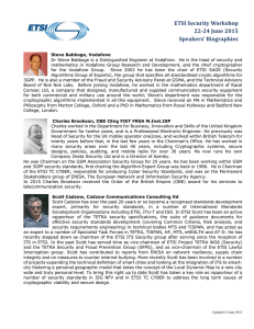 ETSI	Security	Workshop 22‐24	June	2015 Speakers’	Biographies