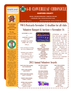 4-H CLOVERLEAF CHRONICLE Volunteer Banquet &amp; Auction—November 16 HARFORD COUNTY