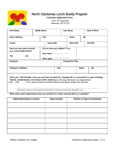 North Clackamas Lunch Buddy Program Volunteer Application Form