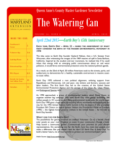 The Watering Can April 22nd 2015 —Earth Day’s 45th Anniversary