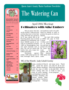 The Watering Can Queen Anne’s County Master Gardener Newsletter April 20th Meeting: