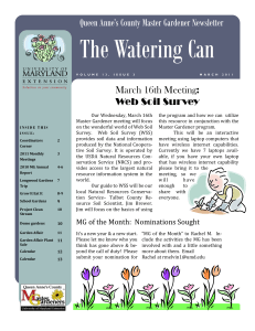 The Watering Can Queen Anne’s County Master Gardener Newsletter March 16th Meeting: