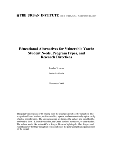 Educational Alternatives for Vulnerable Youth: Student Needs, Program Types, and Research Directions