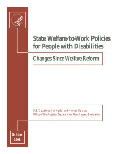 State Welfare-to-Work Policies for People with Disabilities Changes Since Welfare Reform