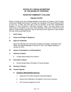 NOTICE OF A REGULAR MEETING OF THE BOARD OF TRUSTEES