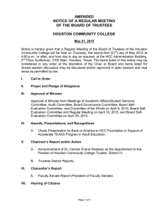 AMENDED NOTICE OF A REGULAR MEETING OF THE BOARD OF TRUSTEES