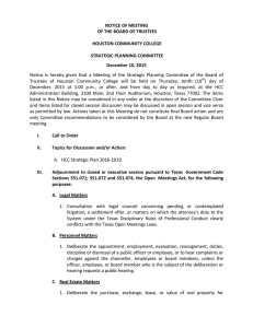 NOTICE OF MEETING OF THE BOARD OF TRUSTEES  HOUSTON COMMUNITY COLLEGE
