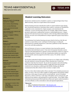 TEXAS A&amp;M ESSENTIALS  Student Learning Outcomes