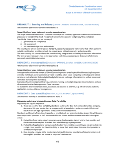BREAKOUT 1: Security and Privacy Clouds Standards Coordination event 4-5 December 2012
