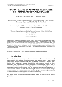 CRACK HEALING OF ADVANCED MACHINABLE HIGH TEMPERATURE Ti AlC CERAMICS