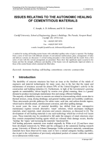 ISSUES RELATING TO THE AUTONOMIC HEALING OF CEMENTITIOUS MATERIALS