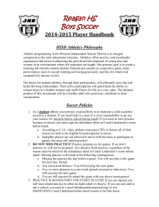 Reagan HS Boys Soccer  2014-2015 Player Handbook