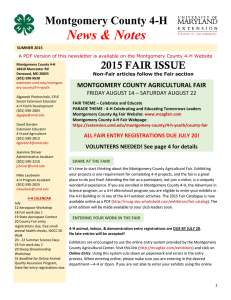 News &amp; Notes Montgomery County 4-H 2015 FAIR ISSUE