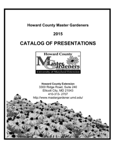 CATALOG OF PRESENTATIONS  2015 Howard County Master Gardeners